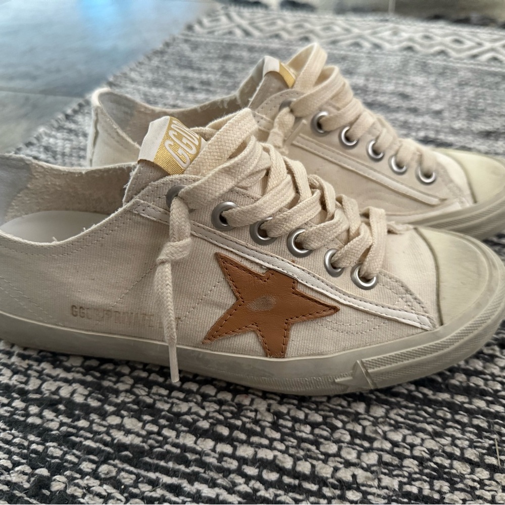 Golden Goose Cream Sneakers with Textured Detail
